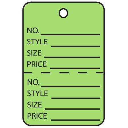 Bsc Preferred 1 3/4 x 2-7/8'' Green Perforated Garment Tags, 1000PK BUY00015943